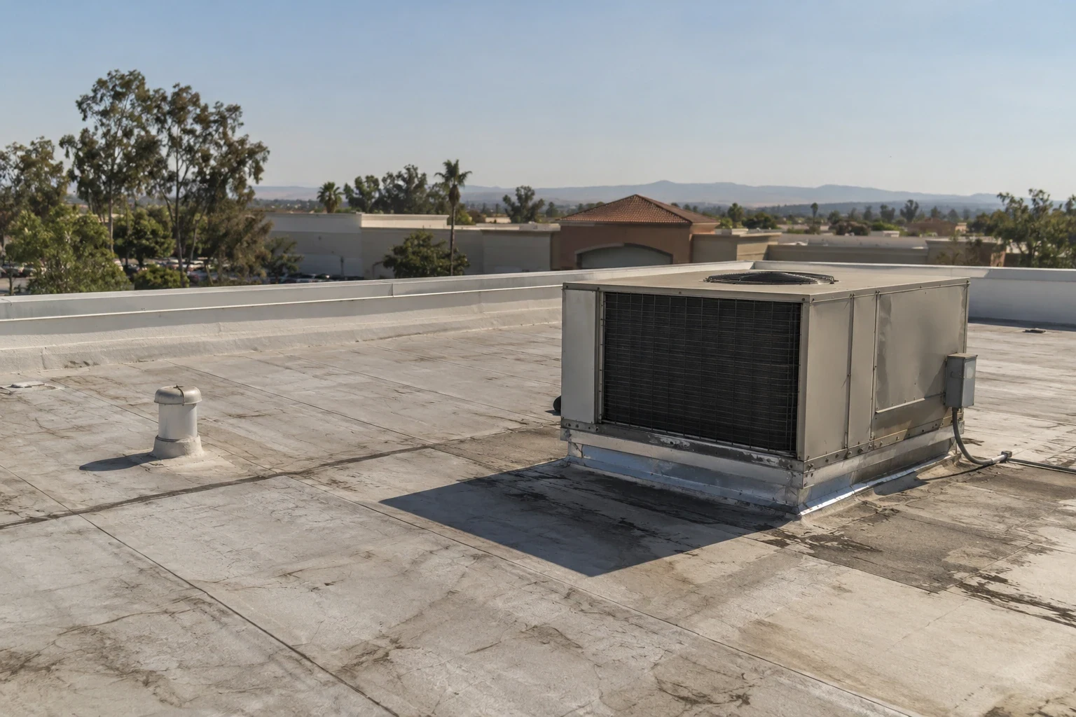 Roof work above retail tenants