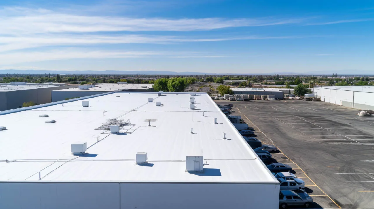 Coated low-slope roof